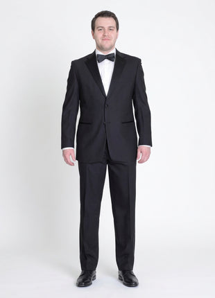 Silvio Breciani Mens Black Tonal Striped Two Button Wool Tuxedo Tux Suit - The Suit Depot