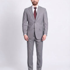 Raphael Men's Gray Regular Classic Fit Wool-touch Two Button Two Piece Suit - The Suit Depot