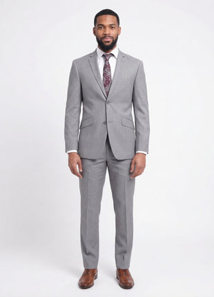 Raphael Men's Slim Fit Light Gray Wool-touch Two Button 2 Piece Suit - The Suit Depot
