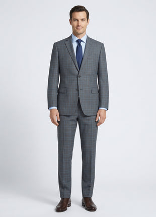 Men's Two Piece Classic Fit Windowpane Check Dress Suit