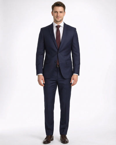 Mens Classic Fit Two Button 100% Wool Wrinkle Resistant Suit