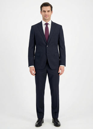 Hugo Boss Mens Solid Black Notch Lapels Classic Fit 2 Button Wool Suit - 40L