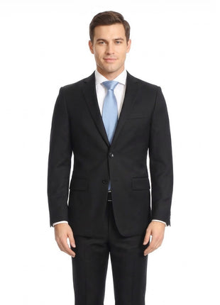 Mazara Mens Classic Fit Black Two Button 100% Wool Wrinkle Resistant Suit - The Suit Depot