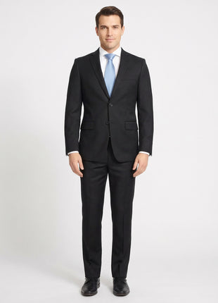 Mazara Mens Classic Fit Black Two Button 100% Wool Wrinkle Resistant Suit - The Suit Depot