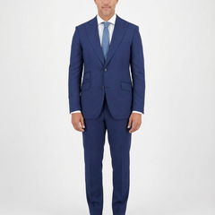 Arthur Black Slim Fit Solid Dark Blue Marzotto Gabardine Wool Suit - The Suit Depot