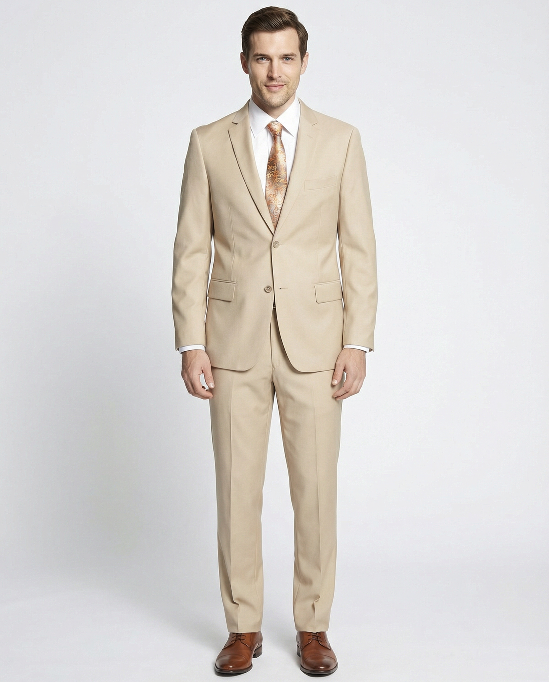 Label Men Label M Mens Solid Tan Classic Fit Wool Two Button Suit – The Suit Depot