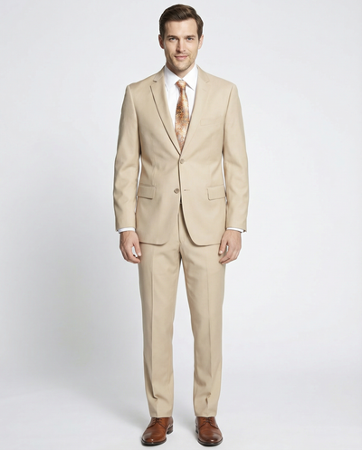 Mens Classic Fit Two Button 100% Wool Wrinkle Resistant Suit