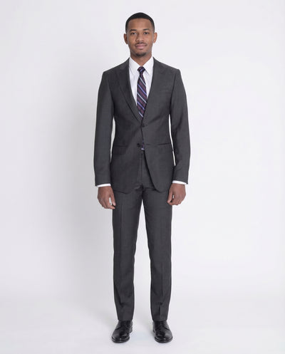 Raphael Mens Charcoal Gray Slim Fit 2 Piece Suit With Peak Lapels