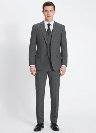 Men's 3-Piece Classic Fit Single Breasted Windowpane Suit