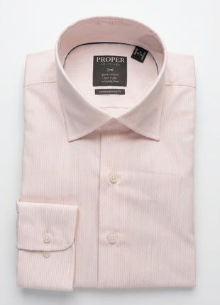 Proper Shirtings Pink Pintripe Contemporary Fit Spread Collar Wrinkle Free 100 2 Ply Cotton Dress Shirt