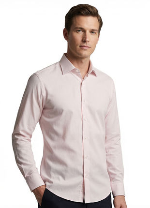 Proper Shirtings Pink Pintripe Contemporary Fit Spread Collar Wrinkle Free 100 2 Ply Cotton Dress Shirt
