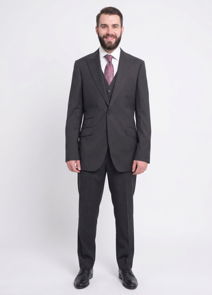 Napoli Slim Fit Navy Blue Pinstripe Two Button Wool Suit With Wide Peak Lapels