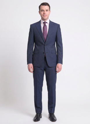 Men's Napoli Slim Fit Solid Blue Two Button Half Canvassed Italian Wool Suit