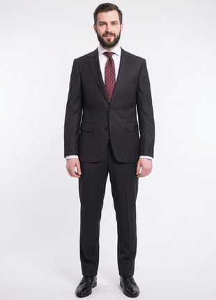 Blujacket Mens Solid Charcoal Gray Wool Cashmere Blend Regular Fit 2 Piece Suit