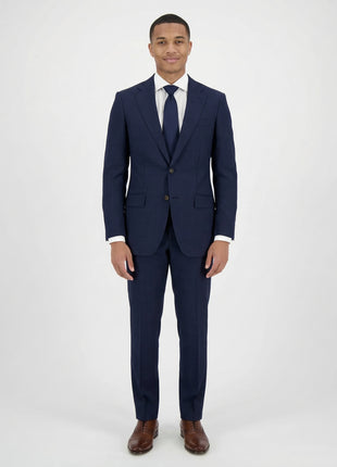 Sartoria Mazara Mens Slim Fit Blue Plaid 100% Wool 2 Piece Suit - The Suit Depot
