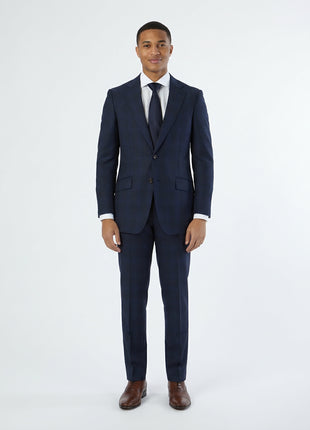 Sartoria Mazara Mens Classic Fit Blue Plaid 100% Wool 2 Piece Suit