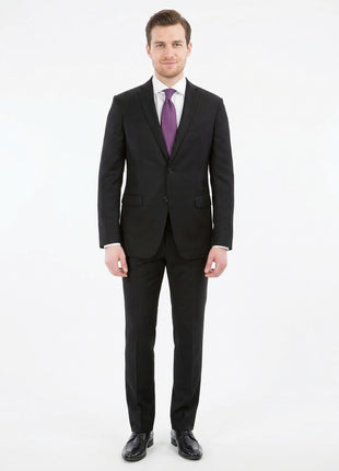 John Varvatos Half-Canvassed Black Two Button Wool Blend Suit