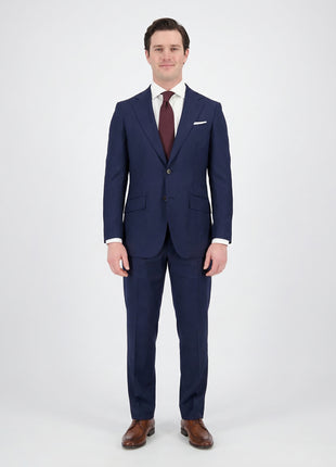 Sartoria Mazara Mens Navy Blue Slim Fit Wool Silk 2 Piece Suit