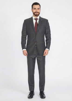 Blujacket Mens Charcoal Gray 100% Italian Reda Wool Regular Fit Suit