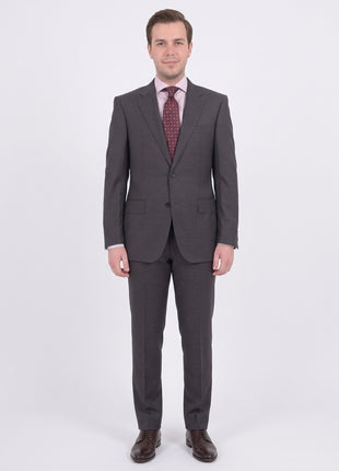 Mens Napoli Slim Fit Solid Gray Half Canvassed Super 150s Italian Wool Suit - The Suit Depot