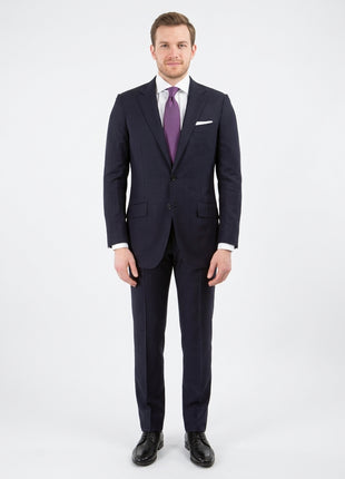 Sartoria Mazara Mens Navy Blue Striped Slim Fit Wool Silk 2 Piece Suit