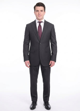 Napoli Slim Fit Navy Blue Herringbone Two Button Zegna Wool & Silk Blend Suit - The Suit Depot