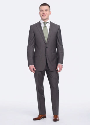 Napoli Slim Fit Solid Gray Half Canvassed Super 150s Marzotto Wool Suit - The Suit Depot