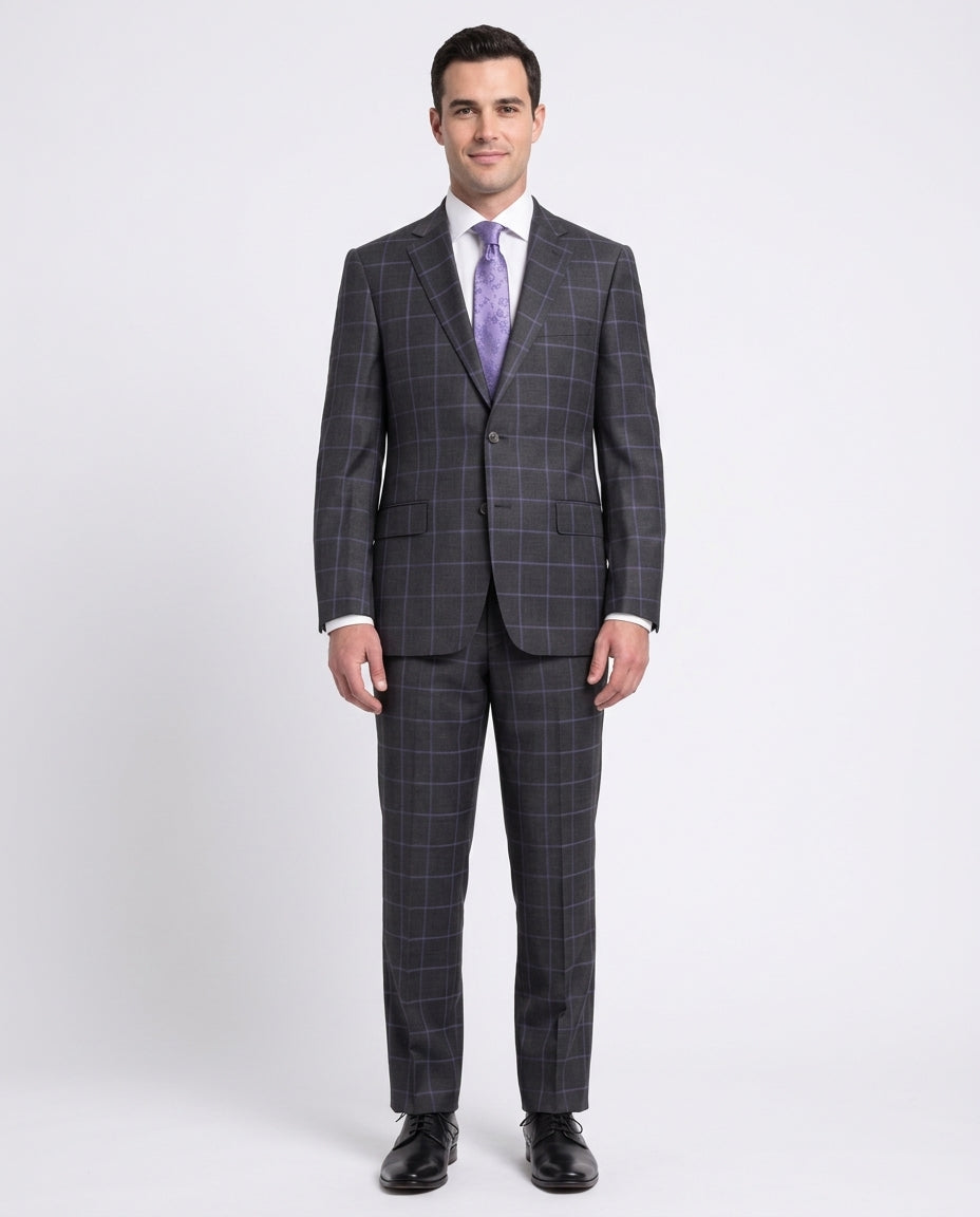 Shop Label E Gray 100% Wool Suit