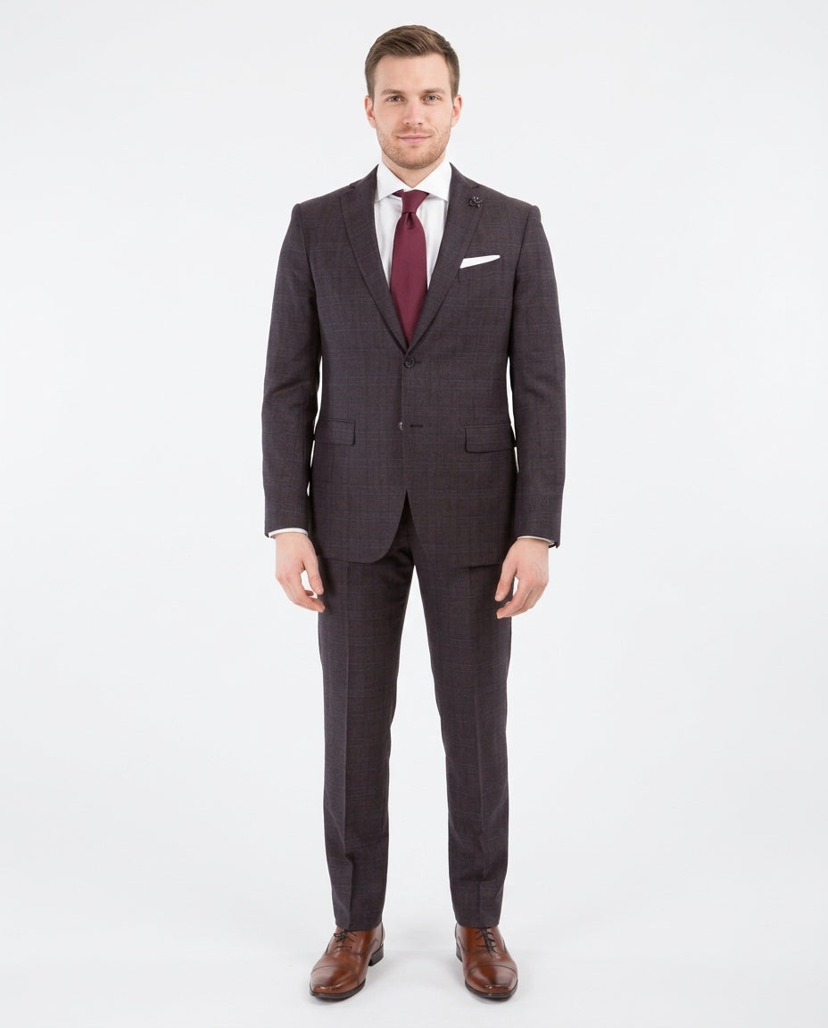John Varvatos Half-Canvassed Burgundy Two Button Wool Blend Suit  The Suit  Depot