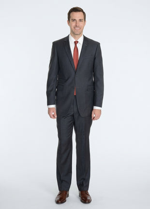 Raphael Regular Fit Charcoal Gray Two Button Wool Suit - The Suit Depot