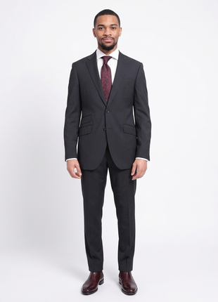 Napoli Slim Fit Subtle Navy Pinstripe Half Canvassed Marzotto Wool Suit - The Suit Depot