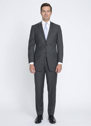 Modern Fit Charcoal Gray Pindot Two Button Wool Suit