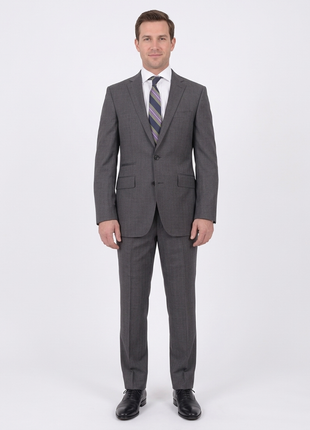 Mens Napoli Slim Fit Heather Gray Half Canvassed Wool Suit Ticket Pocket - The Suit Depot