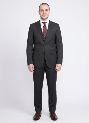 Napoli Slim Fit Solid Charcoal Gray Two Button Half Canvassed Marzotto Wool Suit
