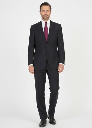 Armani Collezioni Men's 42L Black Pinstripe 100% Wool Slim Fit 2 Piece Suit