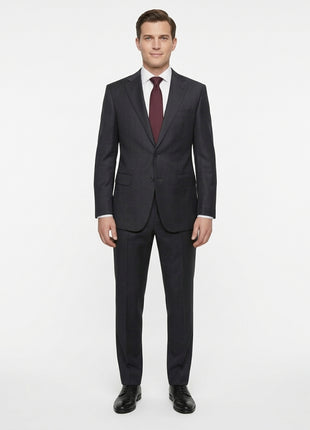 Tovaglia Black Tonal Plaid Half-Canvassed Slim Fit Notch Lapels 100% Wool Suit