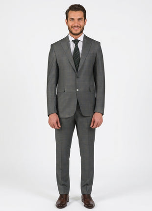 Di'nucci Slim Fit Gray With Light Blue Stripe Peak Lapel Suit