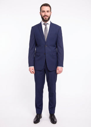 Braveman Slim Fit Solid Blue Two Button Suit