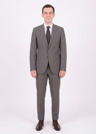 Mens Napoli Slim Fit Gray Pinstriped Half Canvassed Marzotto Wool Suit - The Suit Depot
