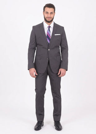 Hugo Boss Hutson1/gander Slim Fit Gray Mini Striped Stretch Cotton Blend Suit - The Suit Depot