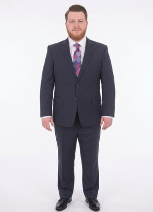 Lazetti Couture Portly Fit Navy Blue Textured Two Button Wool Suit - The Suit Depot