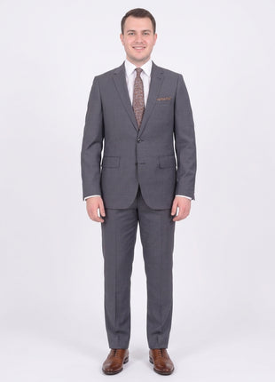 Mens Modern Fit Heather Gray Two Button Wool Blend Suit - The Suit Depot