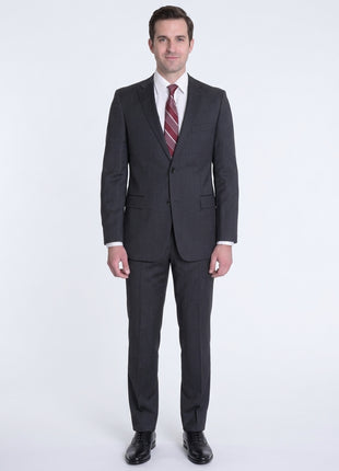 Napoli Classic Fit Solid Charcoal Gray Wool Cashmere Blend Suit Wide Peak Lapels - The Suit Depot