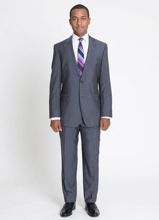 Hugo Boss Paolini1/Movio1 Blue Gray Striped Two Button Wool Suit - The Suit Depot