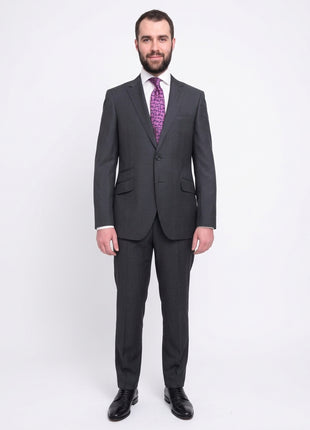 Napoli Slim Fit Navy Blue Plaid Half Canvassed Marzotto Wool Suit Slanted Pocket - The Suit Depot
