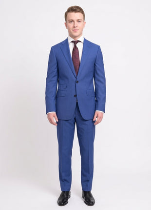 Napoli Slim Fit Royale Blue Check Two Button Half Canvassed Wool Suit - The Suit Depot