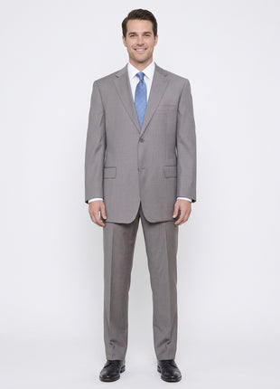 Label E Mens Solid Tan Classic Fit 100% Wool 2 Piece Suit