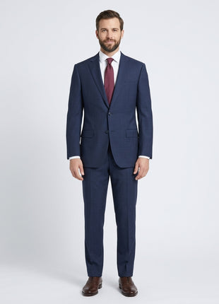 Napoli Mens 48L Blue Check 100% Wool 2 Piece Classic Fit Suit