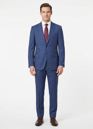 Napoli Mens 44L Blue 100% Wool Slim Fit 2 Piece Suit
