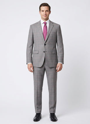 Napoli Mens 46L Black & White Plaid Super 150s Wool Classic Fit 2 Piece Suit